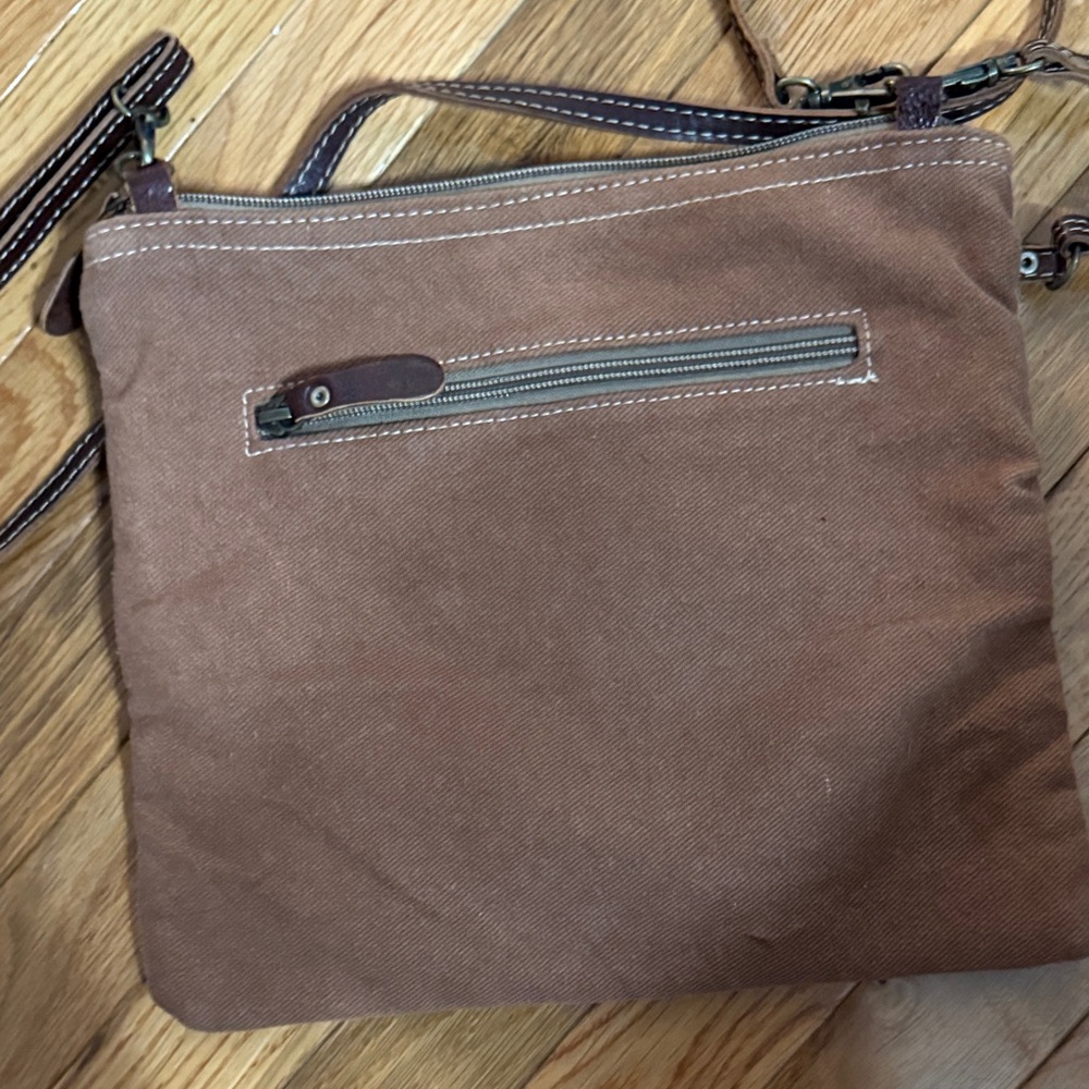 Myra Bag Floral Patterned Brown Leather Crossbody Bag - Picture 6 of 6